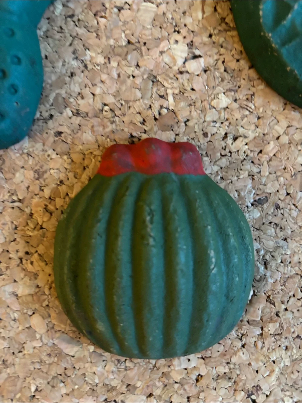 Hand Crafted Green and Red Cactus Accent Trio